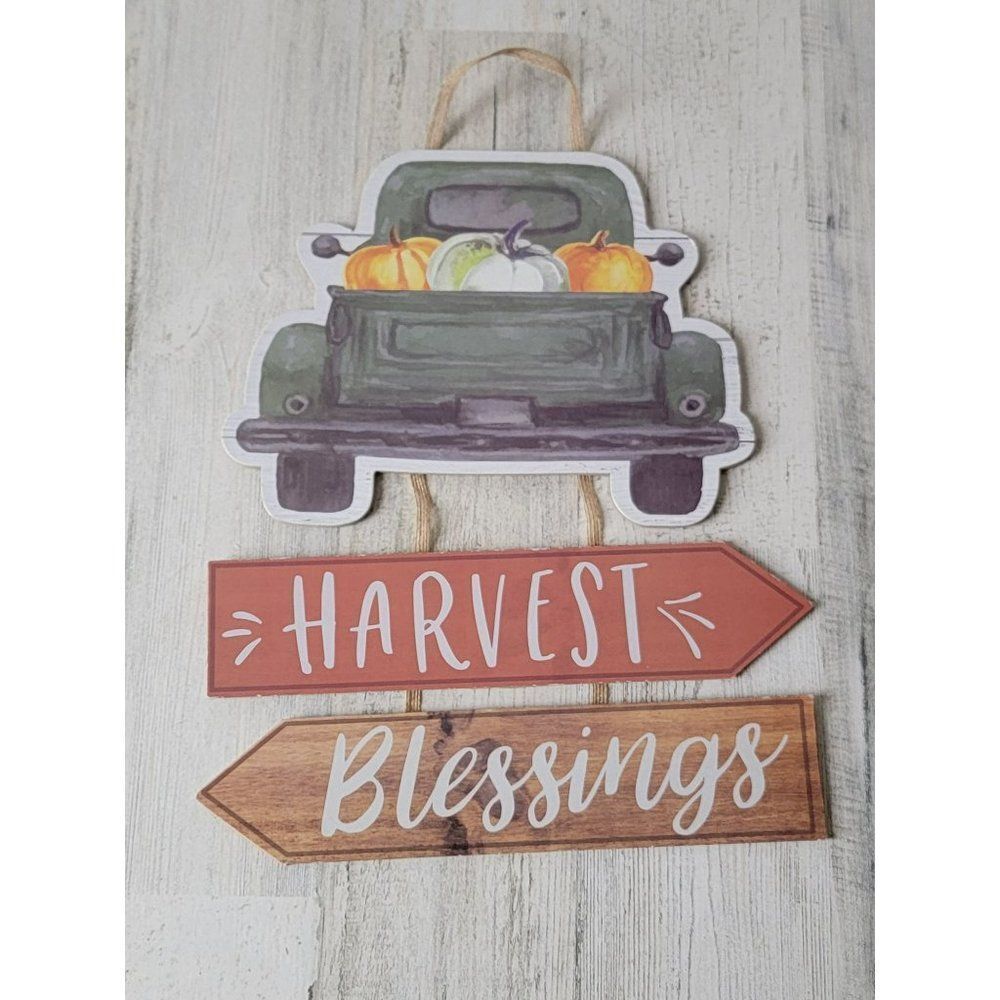 Harvest blessing Arrow Truck pumpkin sign fall decor